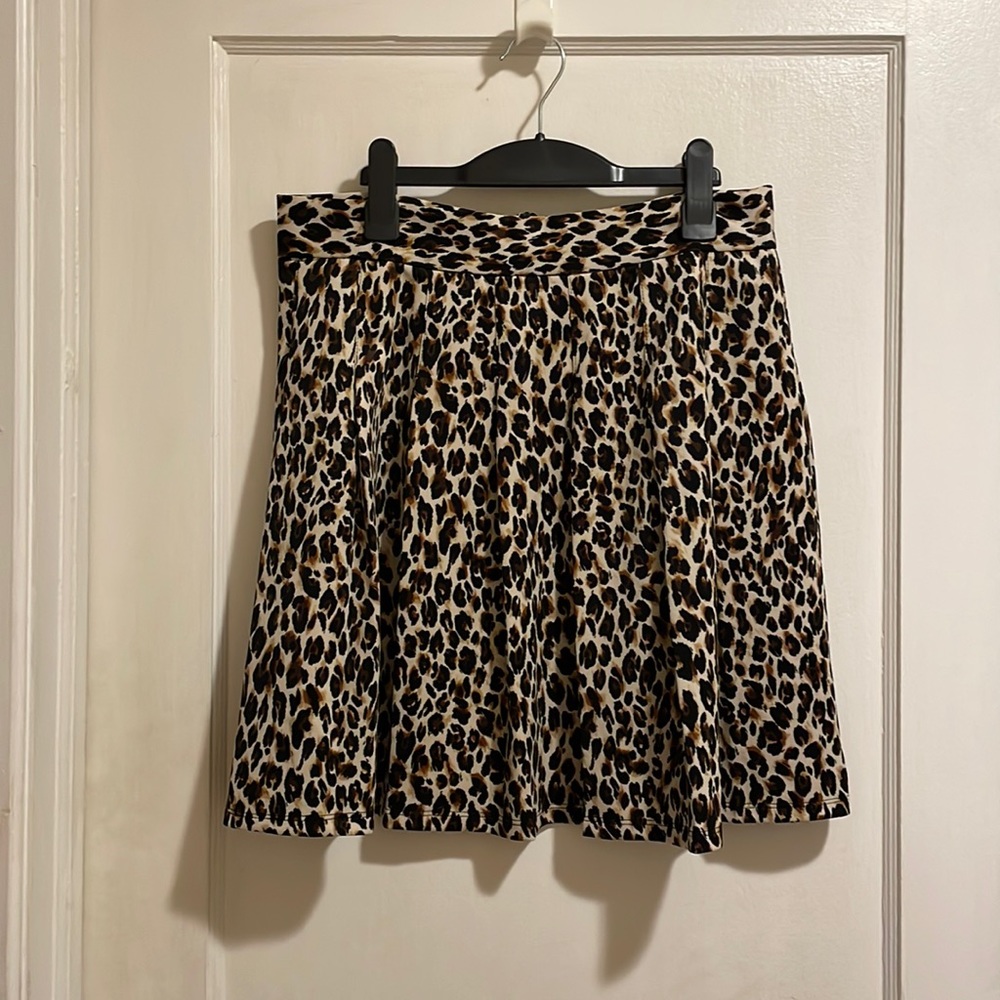 MESSINI M LEOPARD PRINT A LINE SKIRT